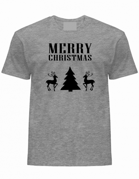 T Shirt Merry Christmas Rentier grau-schwarz, günstig kaufen